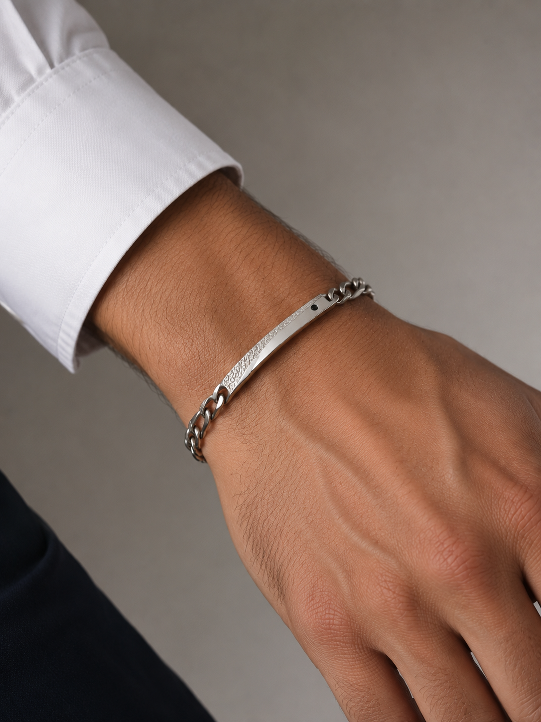 Pulsera de Hombre en Plata de Ley 925 Maciza con Circonita Negra | Acabado Diamantado