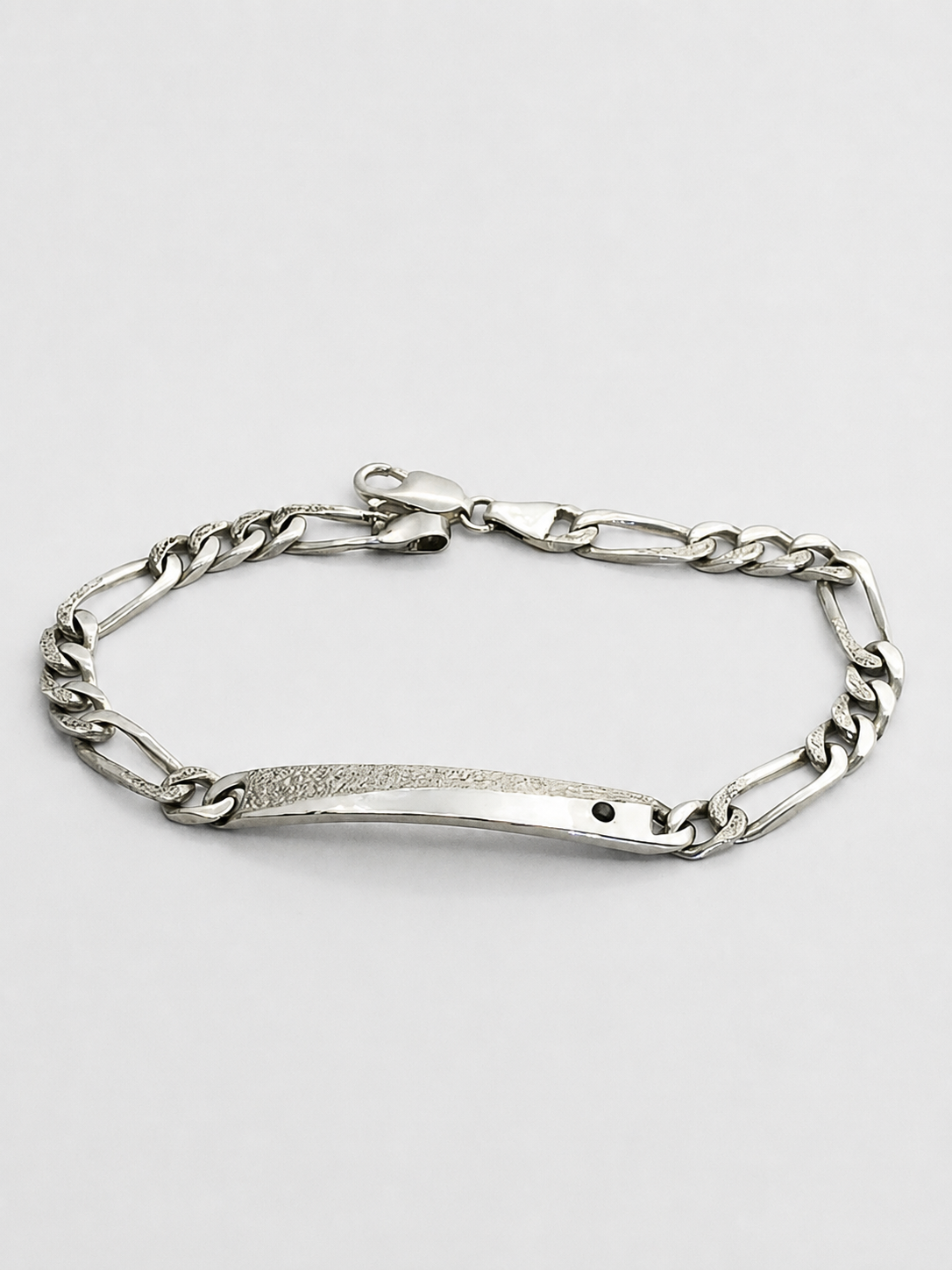 Pulsera de Hombre en Plata de Ley 925 Maciza con Circonita Negra | Acabado Diamantado