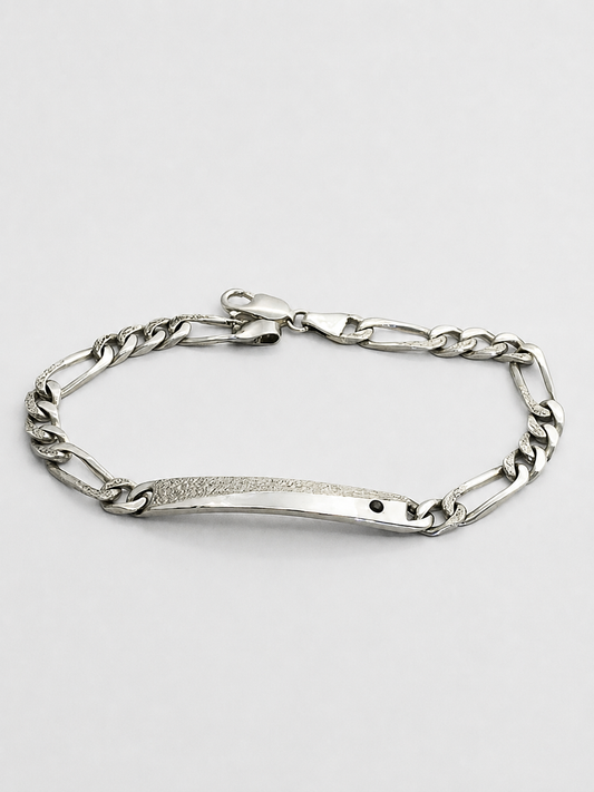 Pulsera de Hombre en Plata de Ley 925 Maciza con Circonita Negra | Acabado Diamantado