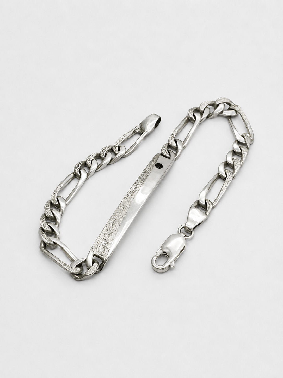 Pulsera de Hombre en Plata de Ley 925 Maciza con Circonita Negra | Acabado Diamantado